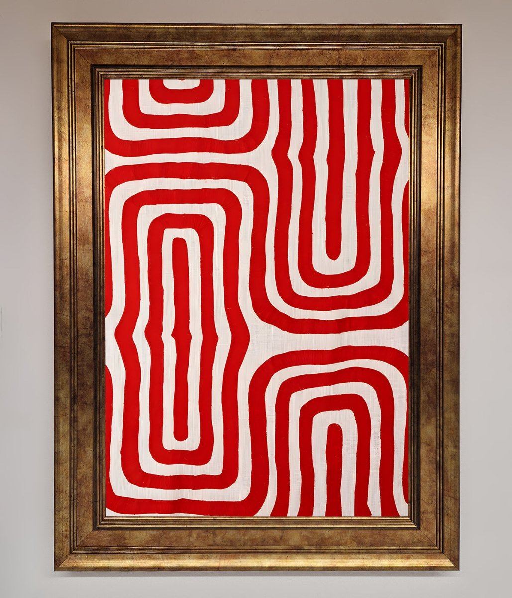 Red Waves Abstract Art Framed Poster - Zestio