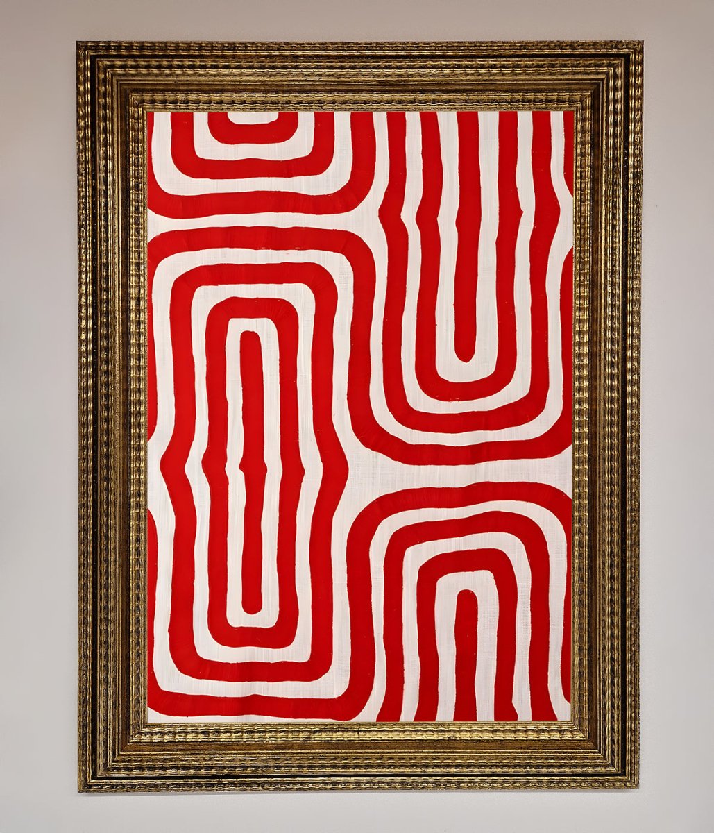 Red Waves Abstract Art Framed Poster - Zestio