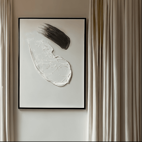 Regent Monochrome 3D Paint Stroke Effect Canvas Wall Art - I