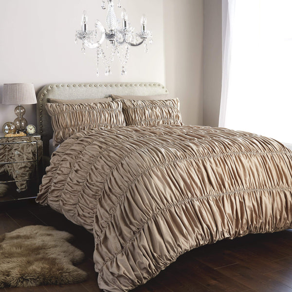 Ruched Ruffles Cotton Rich Luxurious Duvet Set Elegant Bedroom Décor Comfortable Bedding Multiple Sizes and Colours OEKO-TEX Certified by OLIVIA ROCCO