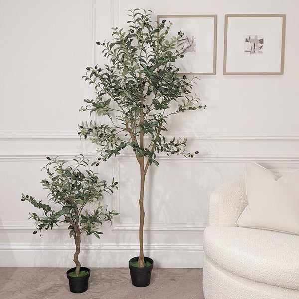 Set of 2 Faux Potted Olive Trees
