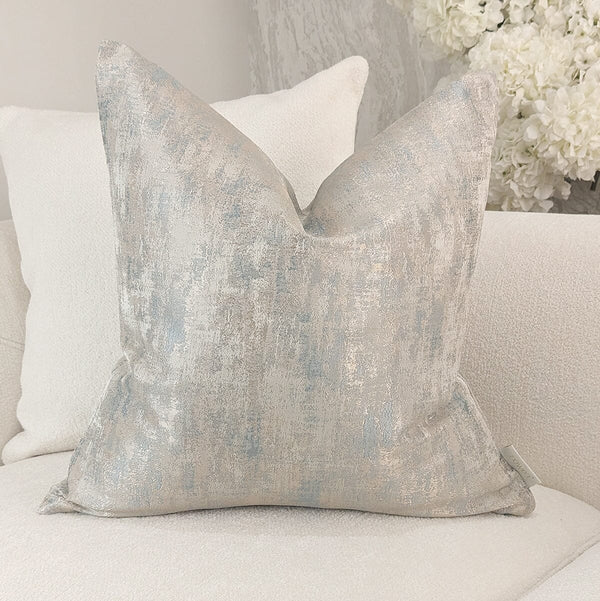 Tamzin Gold & Duck Egg Metallic Cushion - 50x50cm