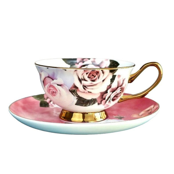 Rosette Majesty Bone China Teacup and Saucer