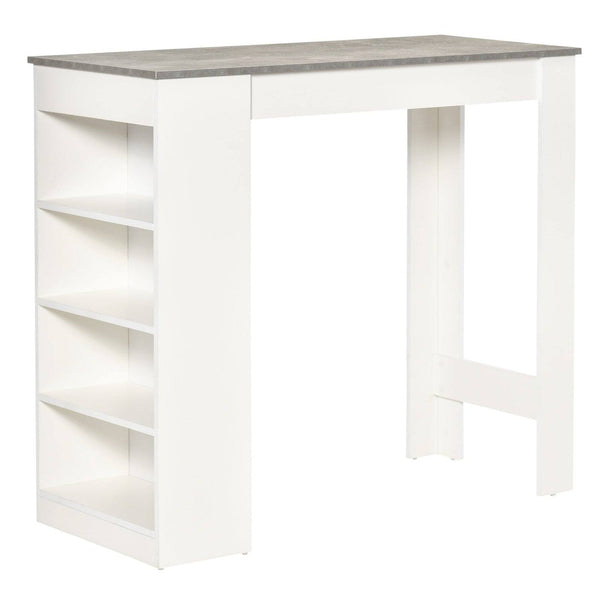 Bar Table Coffee Table Kitchen Dining Table with 4-Tier Storage Shelf for Kitchen