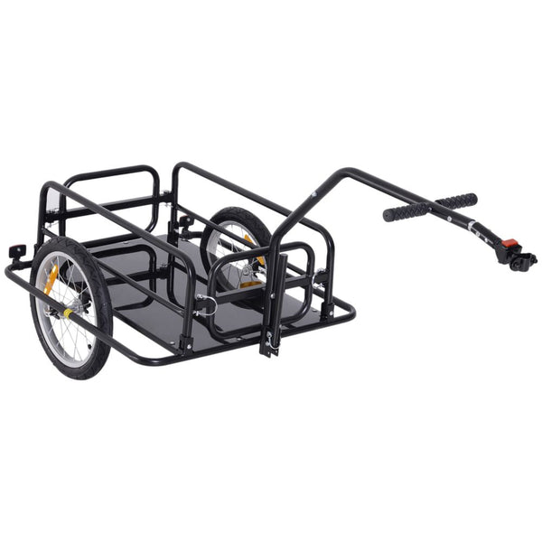 Folding Bicycle Cargo Storage Cart and Luggage Trailer with Hitch Homcom