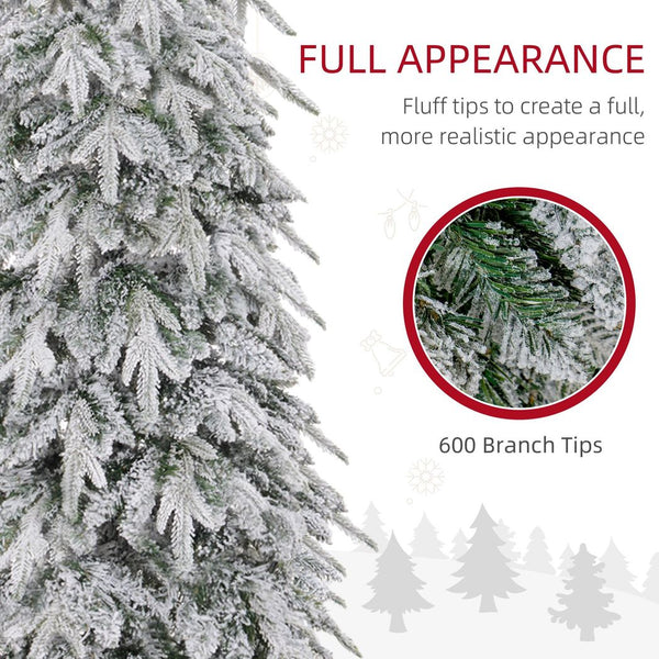 Homcom 6ft Flocked Pencil Christmas Tree with Auto Open, Steel Base
