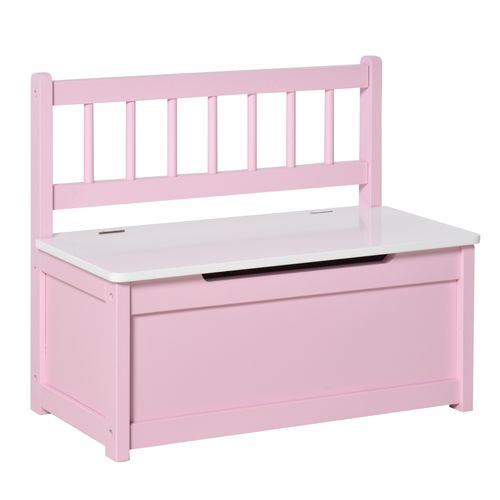 2-in-1 Wooden Toy Box Kids Seat Bench Storage ChestWith Pneumatic Rod