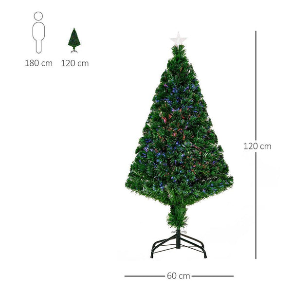 Pre-Lit Fibre Optic Artificial Christmas Tree Tree Topper Multi-Colour 4ft