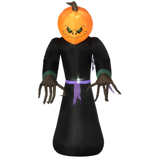Homcom Inflatable 2.1m Tall Pumpkin Man Halloween Yard Decoration Light Up