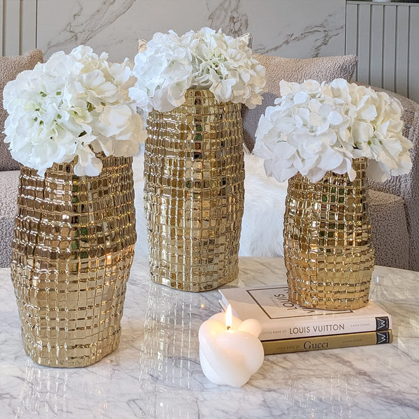 Vieste Gold Abstract Vases - Set of 3