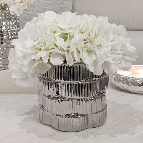 Willow Silver Ribbed Ceramic Planter