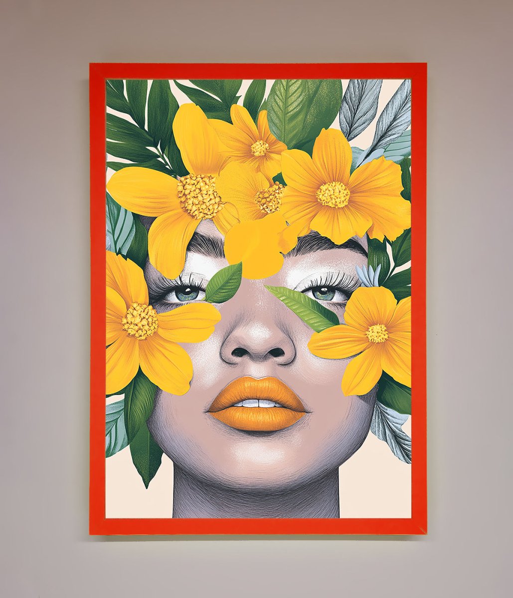 Yellow Flowers Head Framed Poster - Zestio