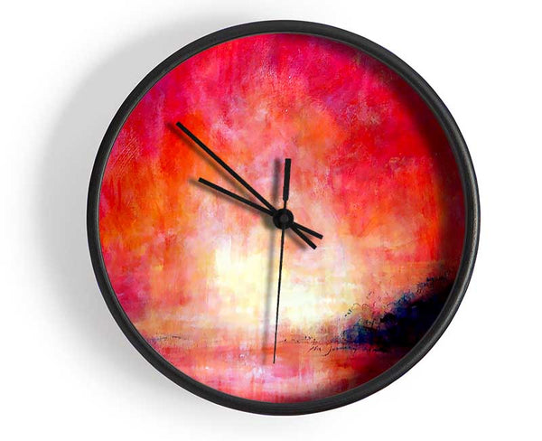 Abstract Pink River Clock - Wallart-Direct UK