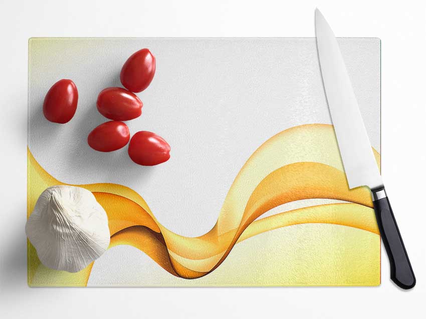 Golden Yellow Wave Glass Chopping Board