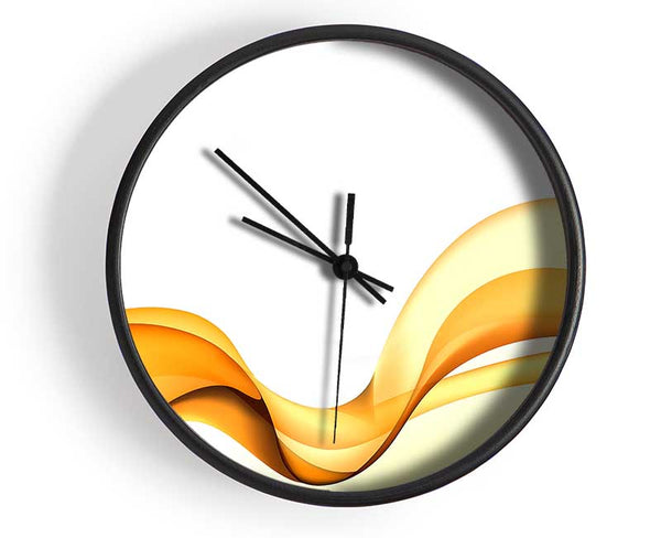 Golden Yellow Wave Clock - Wallart-Direct UK