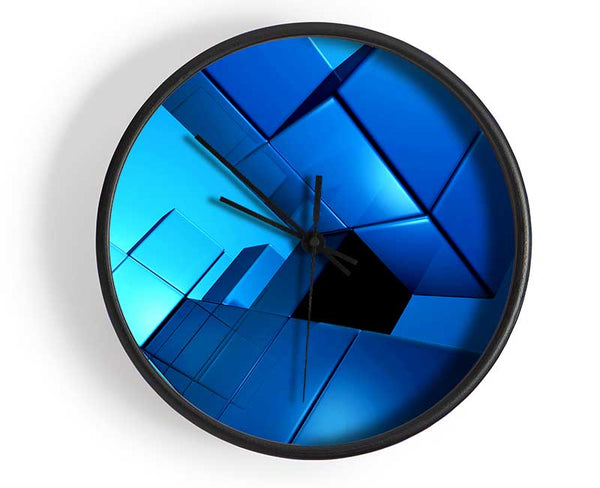 Cylinderical Blue Clock - Wallart-Direct UK
