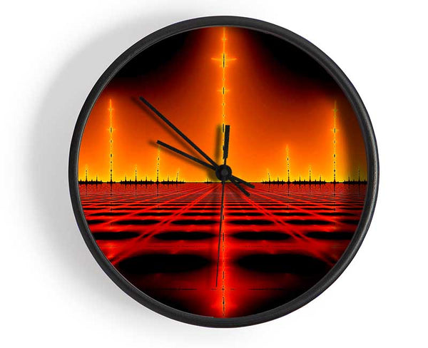 Electrical Fire Grid Clock - Wallart-Direct UK