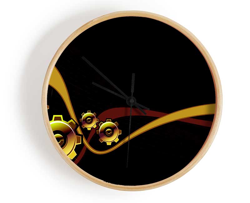 Gold Cogs Of Time Clock - Wallart-Direct UK