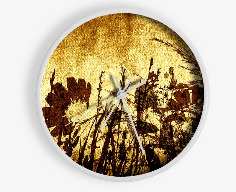 Golden Light Flower Clock - Wallart-Direct UK