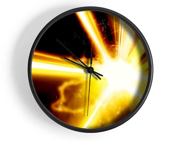 Golden Lightning Bolts Clock - Wallart-Direct UK