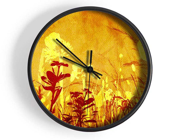 Golden Slash Flowers Clock - Wallart-Direct UK