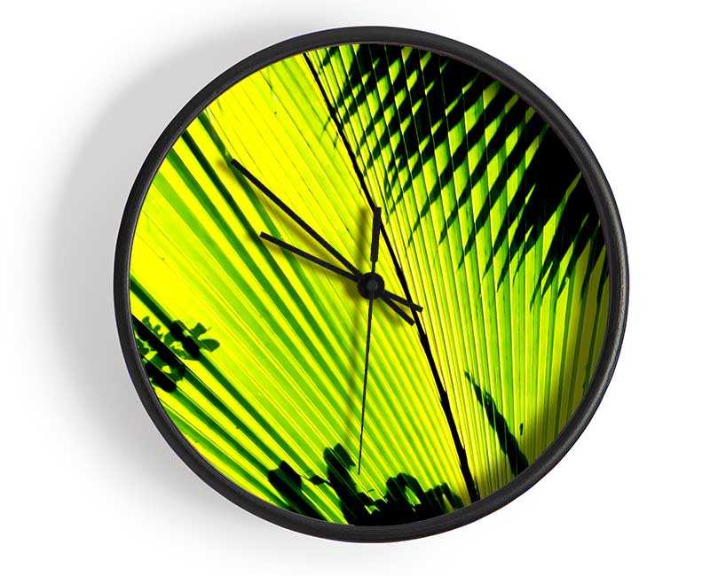 Lime Palm Tree Clock - Wallart-Direct UK