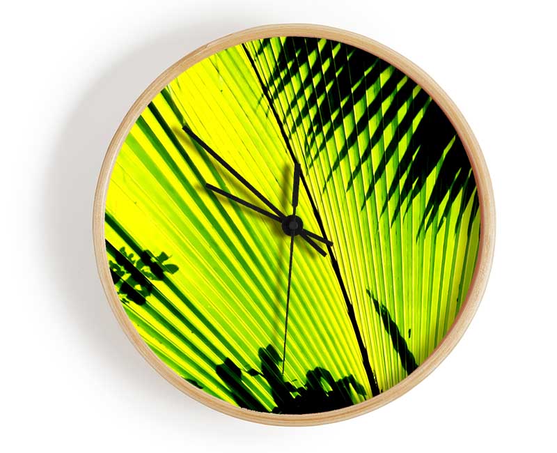 Lime Palm Tree Clock - Wallart-Direct UK