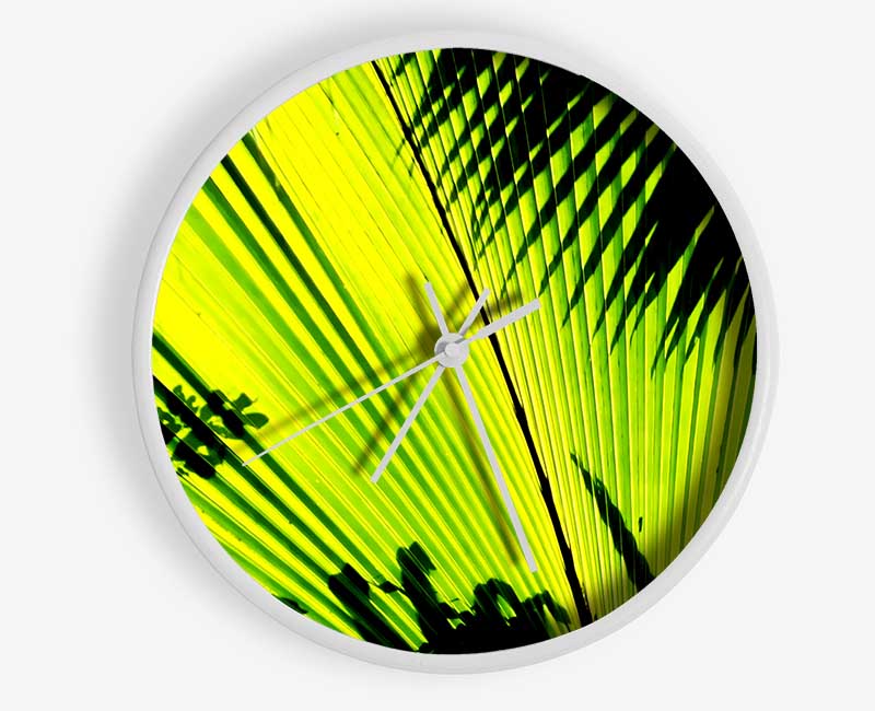 Lime Palm Tree Clock - Wallart-Direct UK