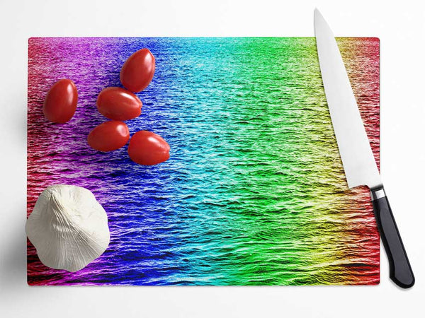 Rainbow Waters Glass Chopping Board