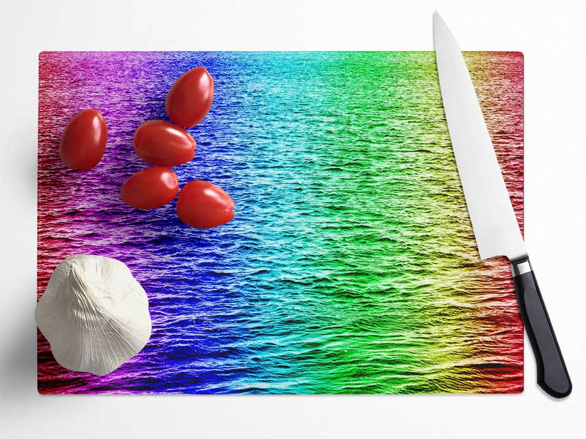 Rainbow Waters Glass Chopping Board