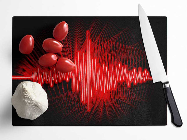 Red Frequency Glass Chopping Board