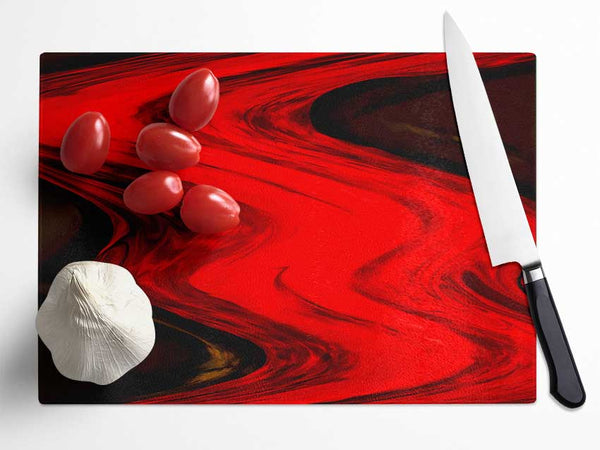 Red Lava River Glass Chopping Board