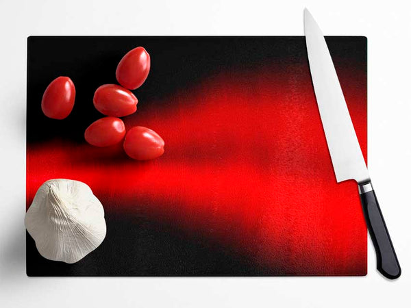 Red Sound Waves Glass Chopping Board