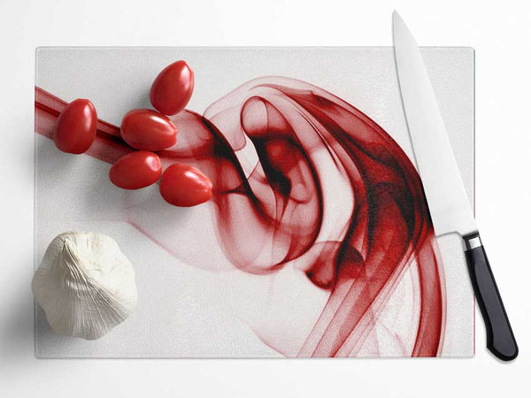 Red Twisted Silk Glass Chopping Board