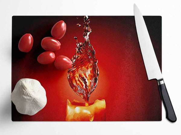 Red Water Candle Glass Chopping Board