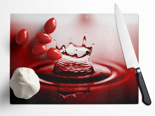 Red Water Droplet Glass Chopping Board