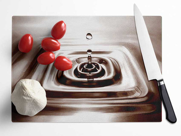 Square Water Droplet Brown Glass Chopping Board