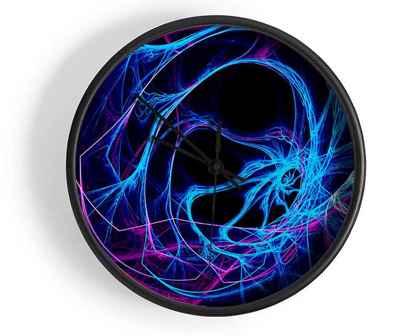 Tunnels Of Time Blue Clock - Wallart-Direct UK