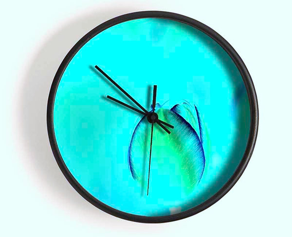 Turquoise Tulip Clock - Wallart-Direct UK