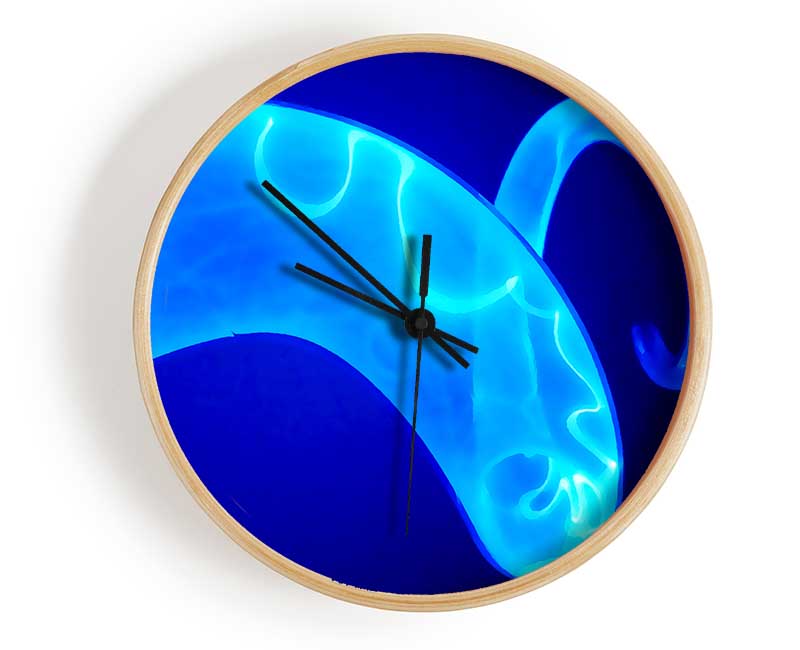 Vibrant Blue Time Lines Clock - Wallart-Direct UK