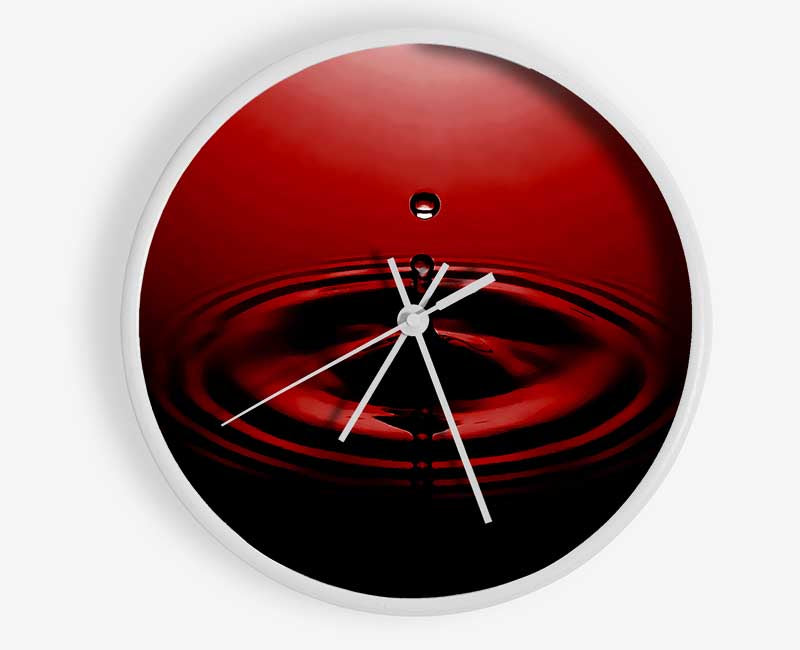 Water Droplet Red Clock - Wallart-Direct UK