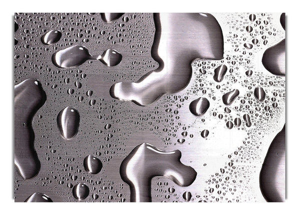 Water Drops On Silver Surface