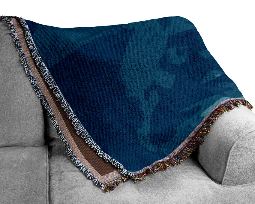 Water Splash Ripple Blue Woven Blanket