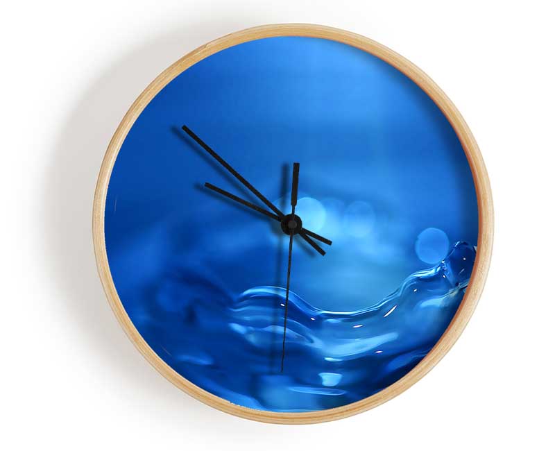Water Splash Ripple Blue Clock - Wallart-Direct UK