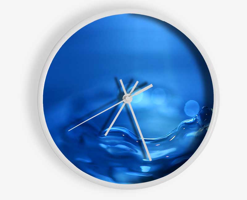 Water Splash Ripple Blue Clock - Wallart-Direct UK