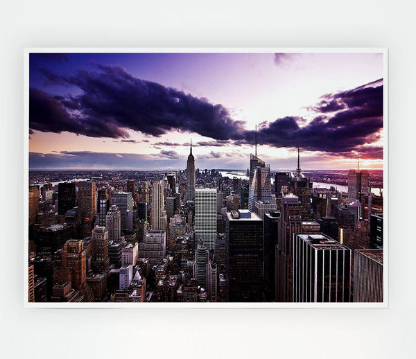 Aerial View Of New York City At Dusk Print Poster Wall Art