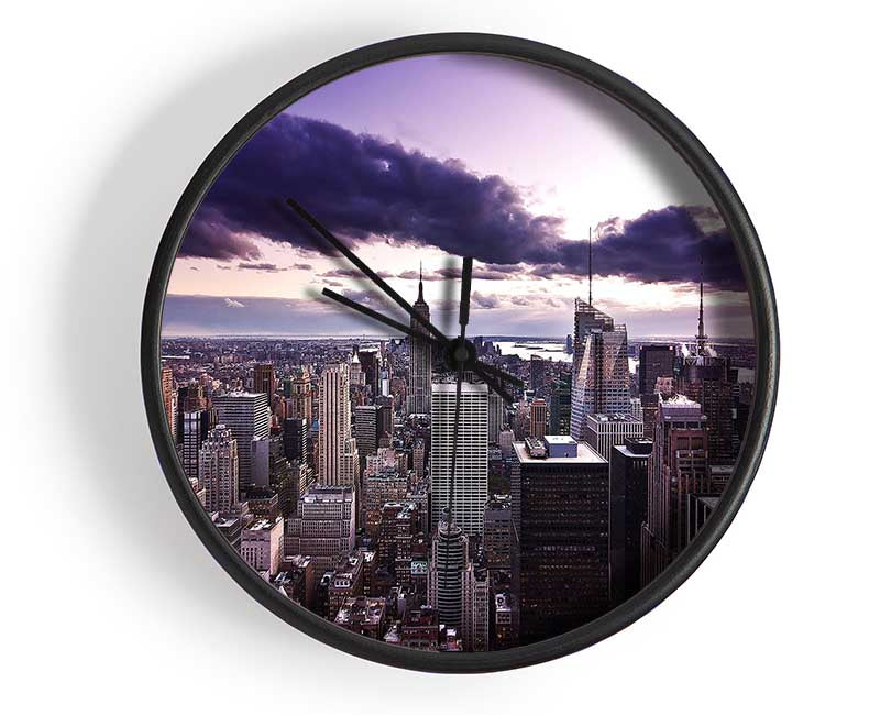 Aerial View Of New York City At Dusk Clock - Wallart-Direct UK