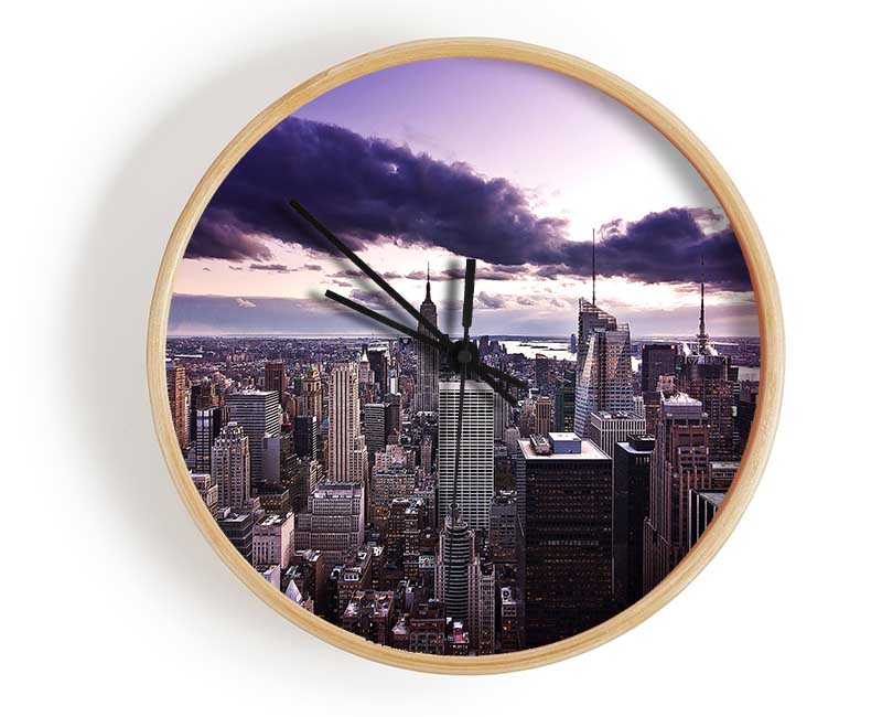 Aerial View Of New York City At Dusk Clock - Wallart-Direct UK