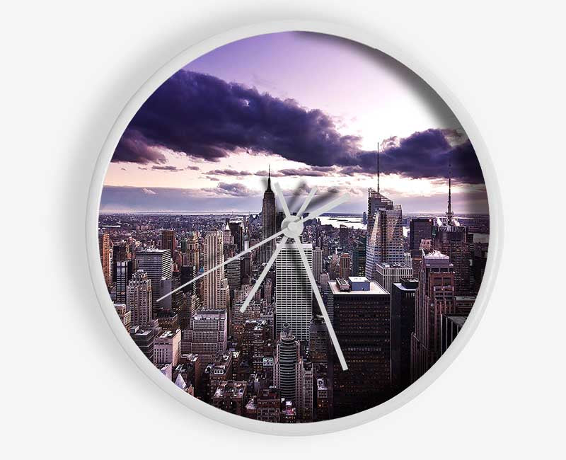 Aerial View Of New York City At Dusk Clock - Wallart-Direct UK