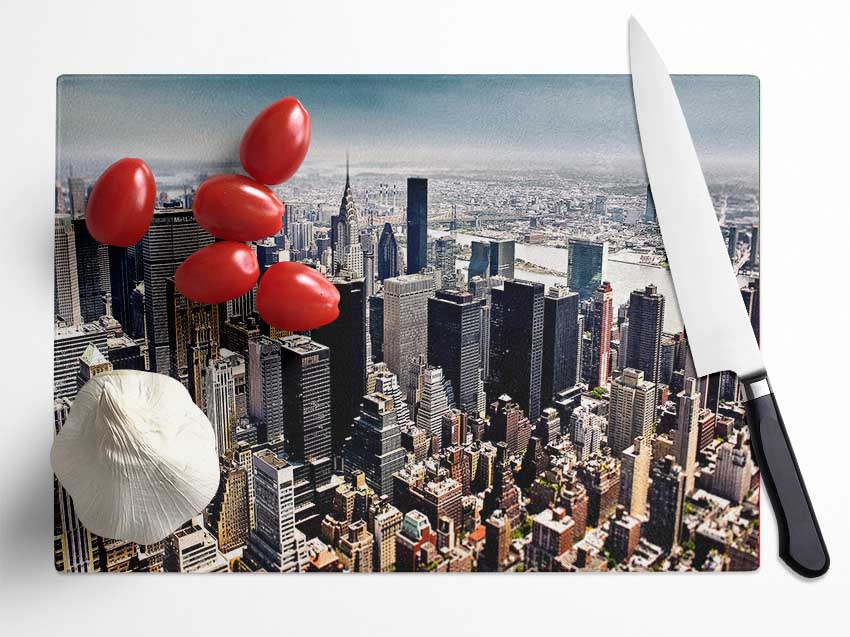 Aerial View Of New York City Glass Chopping Board